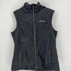 Columbia Women's Black Quilted Hooded Insulated Full Zip Puffer Vest Size XL